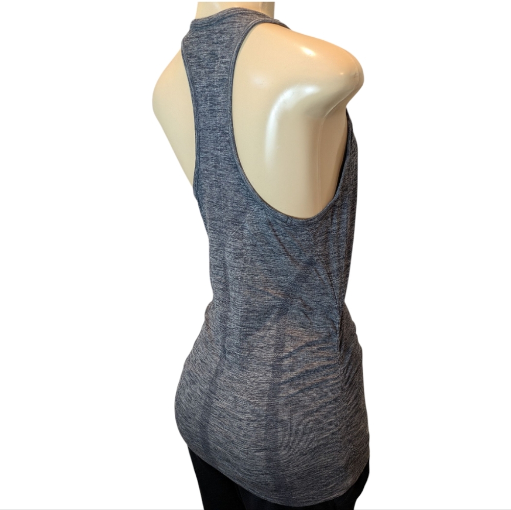 Athleta Racer Back Side Ruched Long Heather Gray Stretch Tank Top Women's Small - Picture 10 of 15